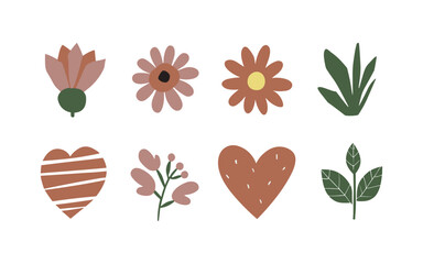 Abstract floral hearts vector clipart. Valentine's day vector clipart.