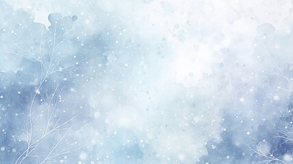 abstract watercolor background snowfall, christmas view blurred blizzard light blue snowflakes on a white city background - obrazy, fototapety, plakaty