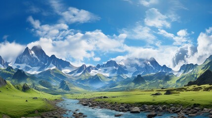 Panoramic Splendor: A panoramic vista capturing the grandeur of Pic du Midi Ossau.  - obrazy, fototapety, plakaty