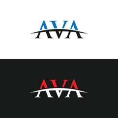 AVA logo. A V A design. White AVA letter. AVA, A V A letter logo design. Initial letter AVA linked circle uppercase monogram logo. A V A letter logo vector design.	