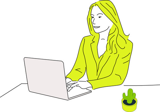 recommend clip art: Photos portrait line art a business person working with laptop in office
                    