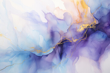 purple and blue color painting on white background.