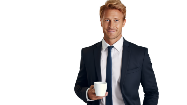 businessman having a cup of coffee in the office