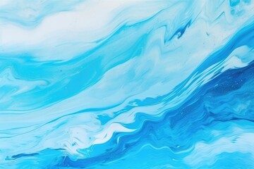 Fototapeta na wymiar Cyan blue ocean wave with white bubbles effect. Color gradient paint splash design. acrylic ink water. Sea foam. Smeared streak abstract pattern. Marble texture art background