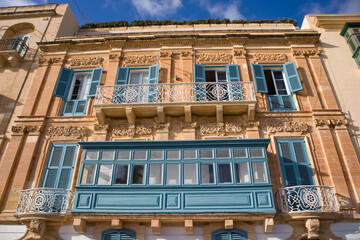 Typical house in downtown in Valletta, Malta