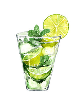 Summer alcoholic mojito cocktail