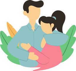 flat couples illustration for v