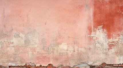 Damaged distressed grungy red brickwall with shabby