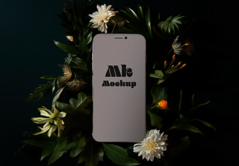 Mockup Mobile Flowers Design AI Generated