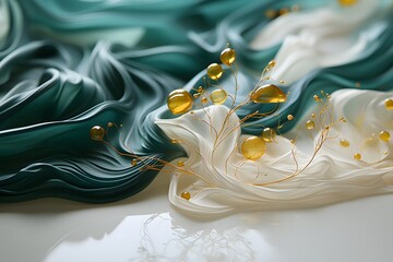 Beautiful abstract background with green, white and gold colors.