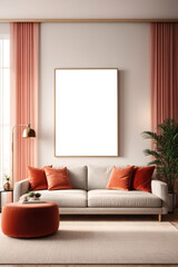 blank poster frame in modern Luxurious apartment background, living room, 3D render