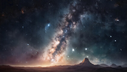 Quadro Celestiale- Un Cielo Avvincente con la Via Lattea sullo Sfondo - obrazy, fototapety, plakaty
