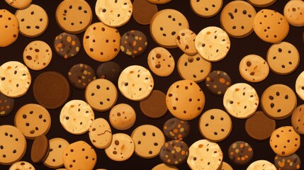 Obraz premium a close up of a bunch of cookies that are brown and white with dots on the top of the cookies.