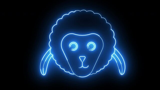 Animated sheep's head icon with a glowing neon effect