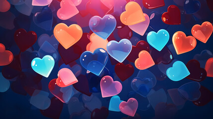 Valentine's Day illustration background wallpaper design, love heart, Valentine's Day card - obrazy, fototapety, plakaty