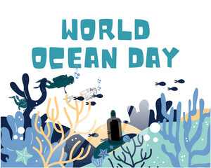 Creative Graphic Illustration for World Ocean Day. 