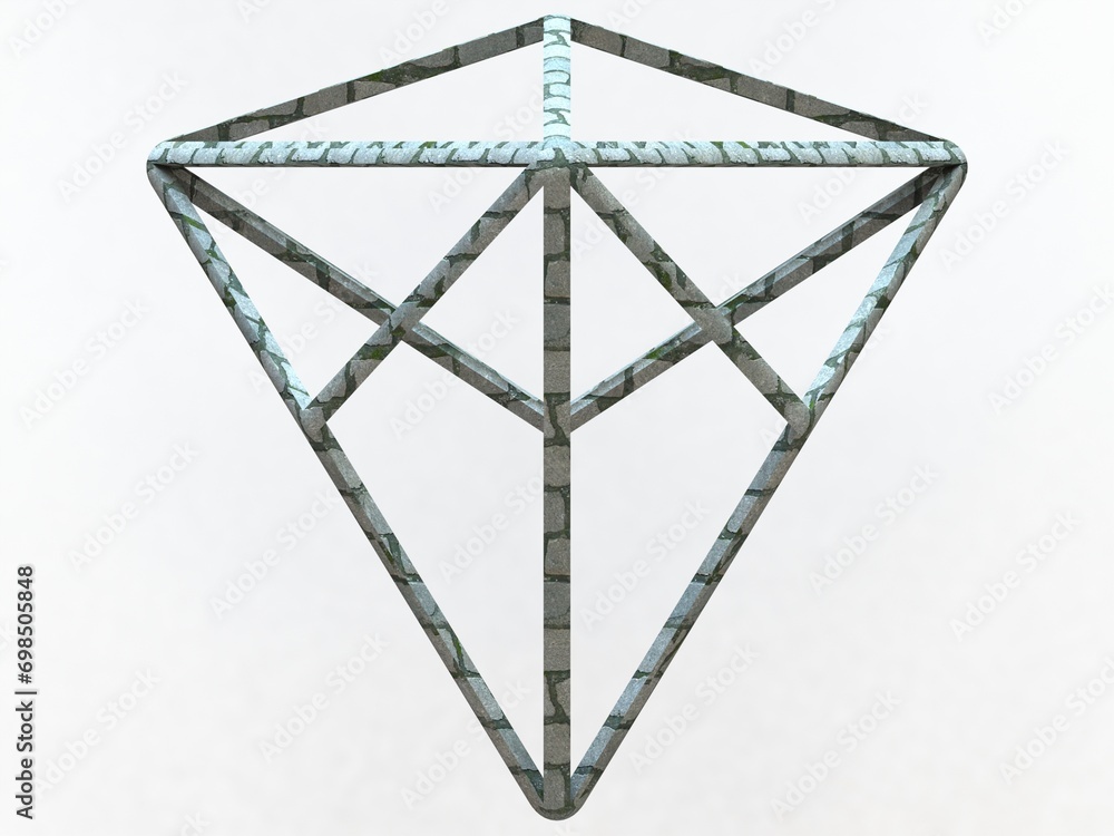 Poster wireframe shape triakis tetrahedron 3d print model