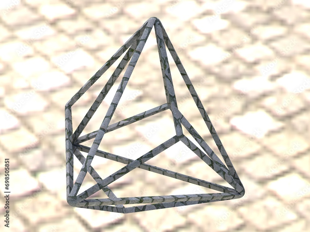 Poster wireframe shape triakis tetrahedron 3d print model