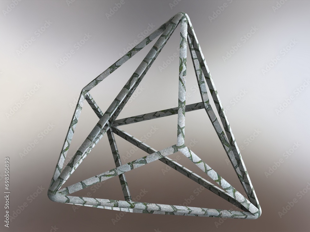Aufkleber wireframe shape triakis tetrahedron 3d print model