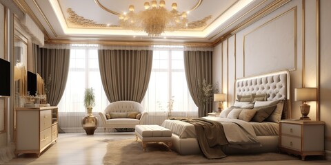 bed room decoration with luxury furniture