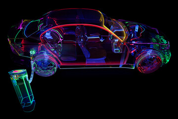 Glass Glowing Electric Car Charging