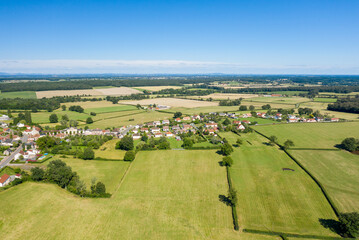 A traditional village in the middle of the countryside in Europe, in France, in Burgundy, in...