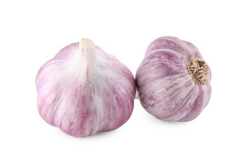 Fresh raw garlic heads isolated on white