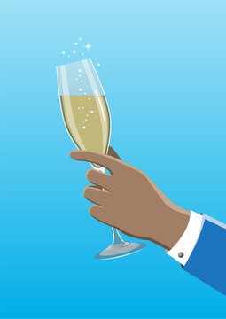 Businessman hand holding a wine glass vector illustration