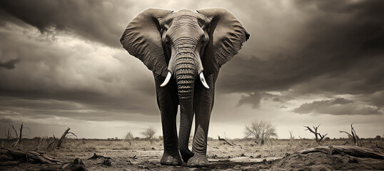 majestic elephant, AI generated - obrazy, fototapety, plakaty
