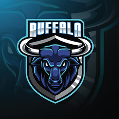 illustration of buffalo head mascot logo design with gradient background vector template. modern concept style for badge, emblem and t-shirt printing. Buffalo logo silhouette