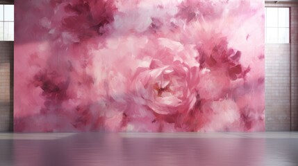 Bold botanical pink rose wall mural, design concepts