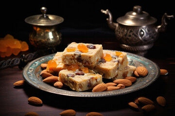 Indian sweets or barfi with dry fruit