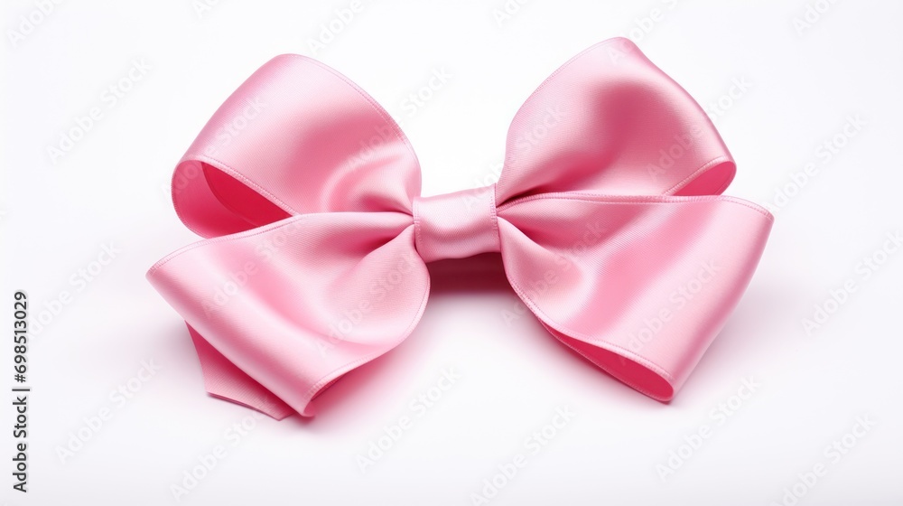 Poster a close up of a pink bow on a white background with a clipping path to the top of the bow.