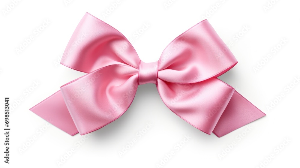 Poster a pink bow on a white background with a clipping path to the top of the bow and the bottom of the bo