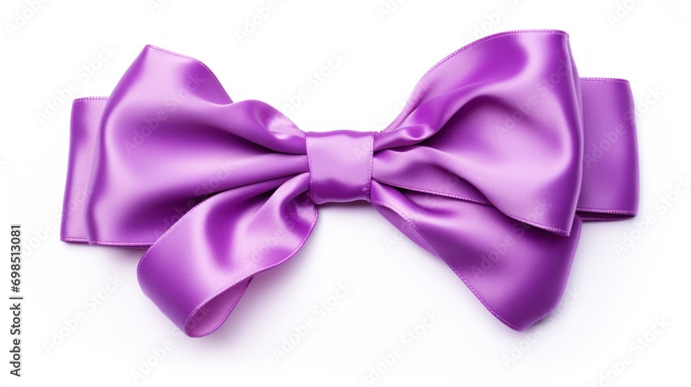 Poster a close up of a purple bow on a white background with a clipping path to the top of the bow.