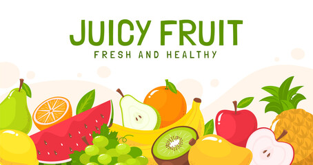 Hand drawn juicy fruit pieces on white background