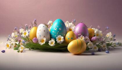 Celebrazione Primaverile- Uova Pasquali Realistiche e Fiori per una Felice Pasqua
