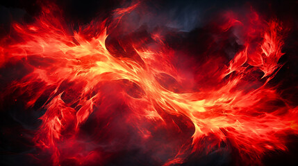 Fototapeta na wymiar red fire burning on dark background