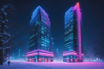 neon city skyline