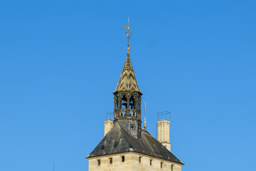 The Clock Tower of the Palais de la Cité , Europe, France, Ile de France, Paris, in summer on a sunny day.