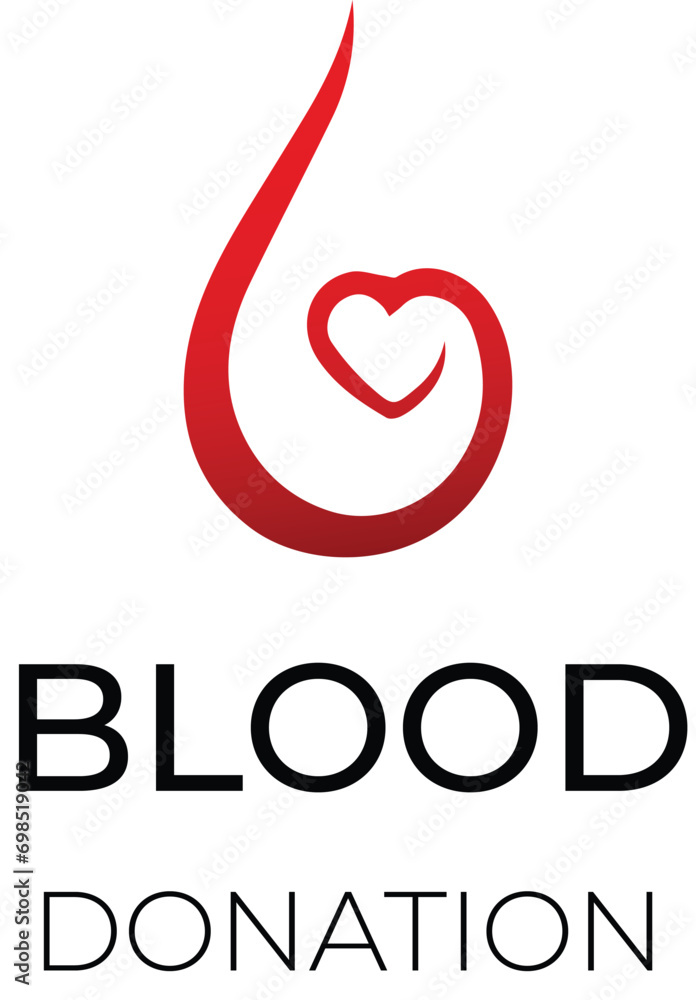 Wall mural Blood donation logo design, blood donation vector illustration with blood drop, Blood donation logo, heart logo