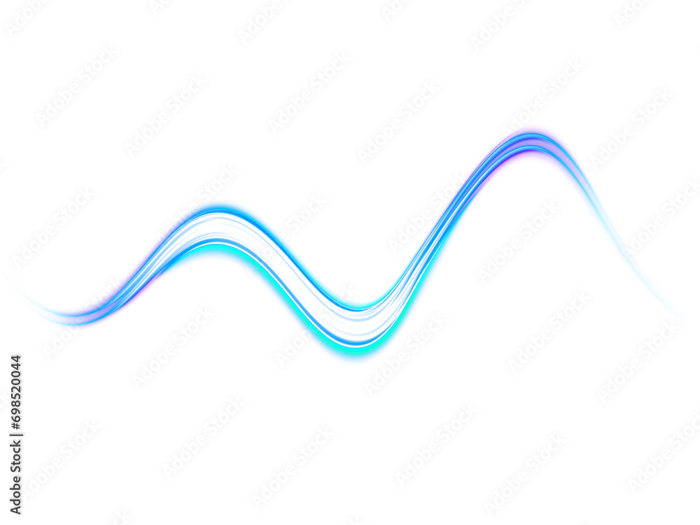 Poster blue wave light curve line on transparent background