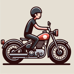 classic motorcycle illustration in a simple vector style