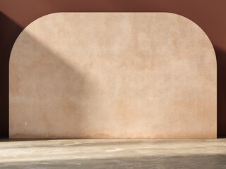 Architecture composition with plaster wall. 3d render illustration.