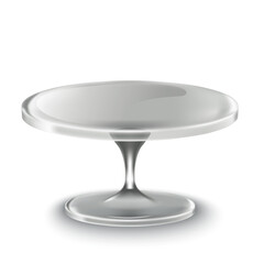 3d realistic cake stand in transparent glass isolated on transparent background.