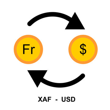Foreign currency exchange icon. Containing Chad XAF to US Dollar . Financial exchange concept. illustration Vector 