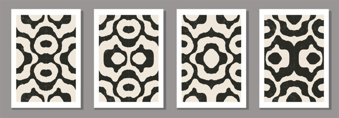 Set of minimal 20s geometric design poster, vector template - 698523024