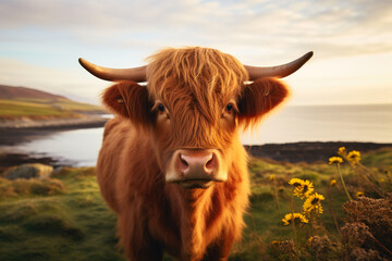 Elegant Irish Cow Breed Portrait - obrazy, fototapety, plakaty