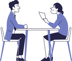 A candidate for a position is interviewed.