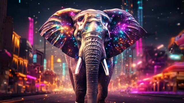 街中を歩く象,Generative AI 